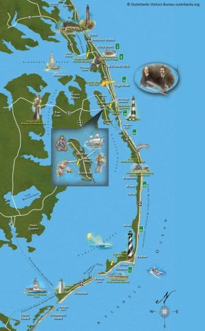 Karte der Outerbanks © Outerbanks Visitors Bureau