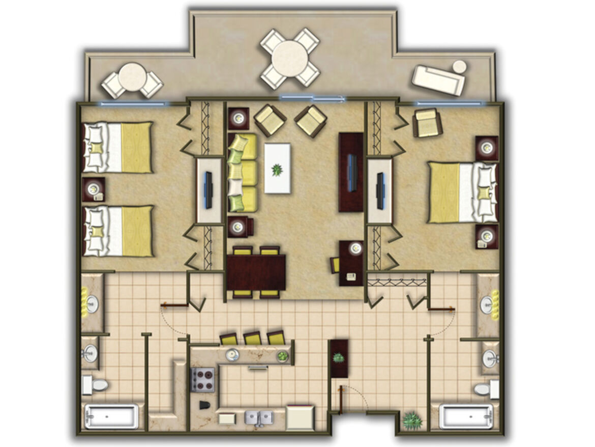 Deluxe Suite mit 2 Schlafzimmern - Grundriss