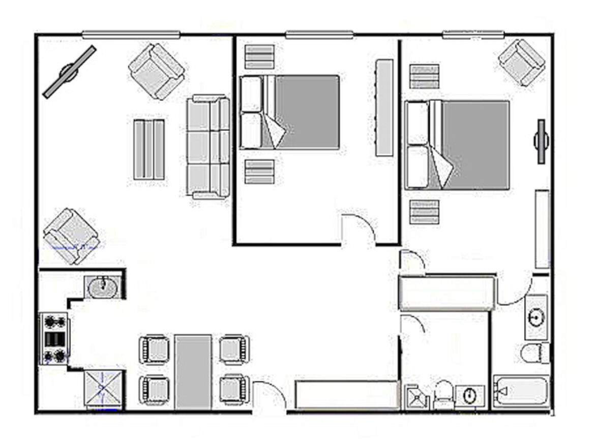 Suite mit 2 Schlafzimmern - Grundriss