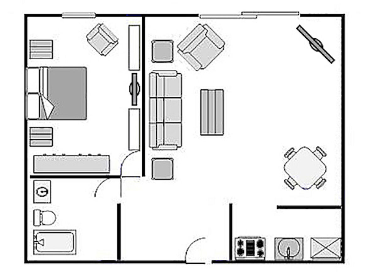 Suite mit 1 Schlafzimmer - Grundriss